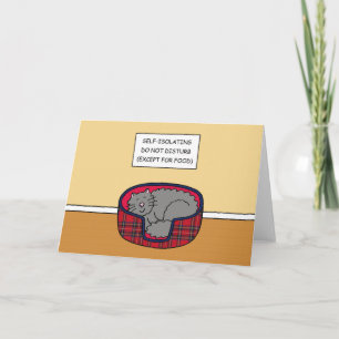 Covid 19 Cartoon für die Selbstisolierung Cat Slee Karte