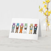 Covid 19 Cartoon Katzen mit Gesichtsmasken Karte (Gelbe Blume)