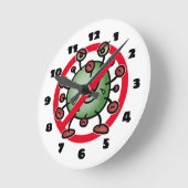 Covid-19 Corona Virus Funny Cartoon Stopp Signing  Runde Wanduhr (Winkel)