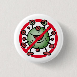 Covid-19 Corona-Virus Funny Cartoon Stoppen Signat Button