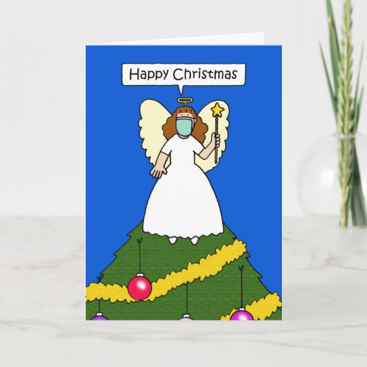 Covid 19 Frohe Weihnachtsgel in einer Facemaske Karte (Vorderseite)