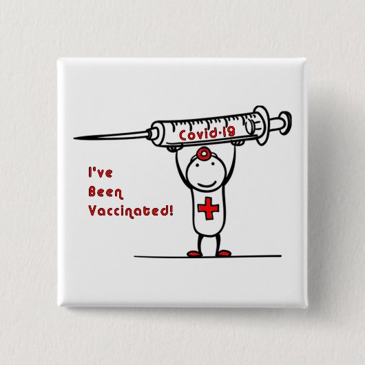 Covid-19-geimpfte Square-Taste Button (Vorderseite)