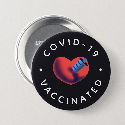 Covid-19 geimpftes Herz und Spritze Niedlich Button (Vorne & Hinten)