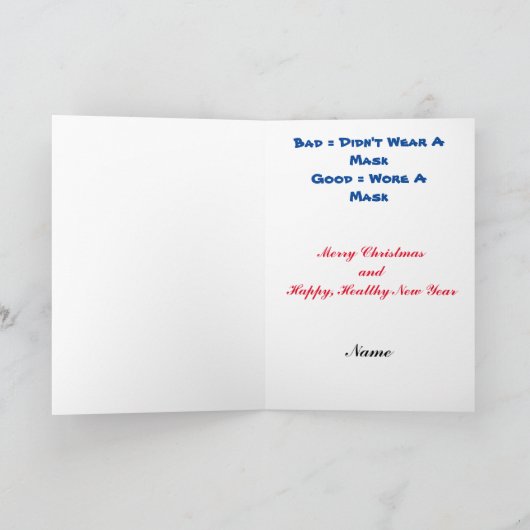COVID-19 Gute oder schlechte Weihnachtskarte Karte (Innenseite)