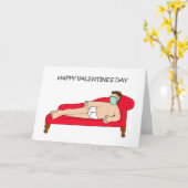 Covid 19 Happy Valentine's Day Man in Face Maske Karte (Gelbe Blume)