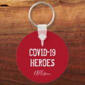 Covid 19 Heroes Red White Caduceus Personalisiert Schlüsselanhänger (Vorderseite)
