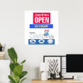 Covid 19 Ice Cream Store Open Sign Poster Matte (Heimbüro)