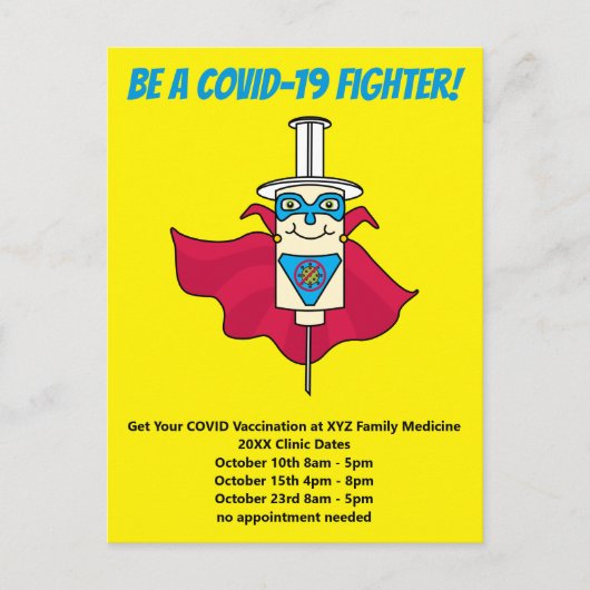 COVID-19 Impfstoff-Erinnerung Ankündigungspostkarte (Vorderseite)