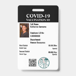 Covid 19 Impfstoff-ID Foto der Beschäftigten Ausweis