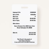 Covid 19 Impfstoff-ID Foto der Beschäftigten Ausweis (Rückseite)