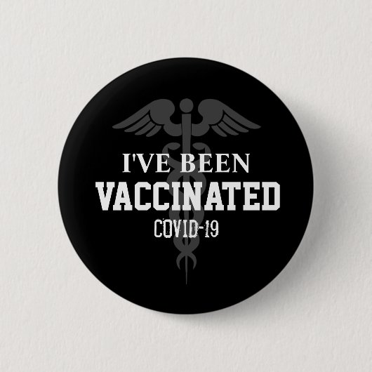 Covid 19-Impfstoff Schwarz-weiß geimpft Button (Vorderseite)