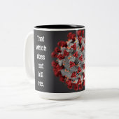 Covid-19 Kaffee Tasse. 15oz. Zwei Tone. Zweifarbige Tasse (Vorderseite Links)