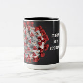 Covid-19 Kaffee Tasse. 15oz. Zwei Tone. Zweifarbige Tasse (VorderseiteRechts)