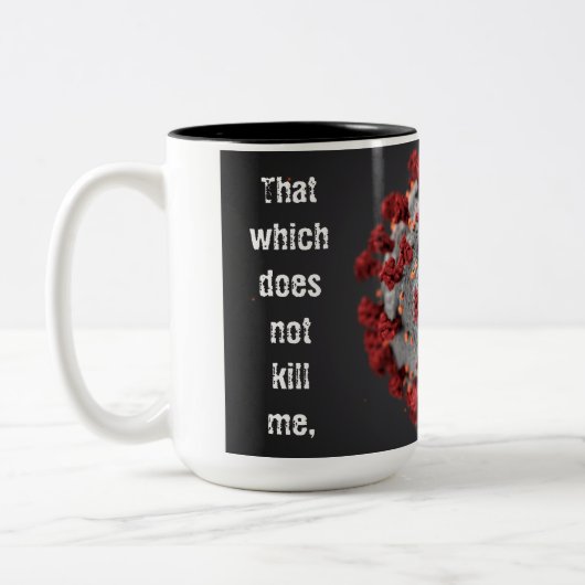 Covid-19 Kaffee Tasse. 15oz. Zwei Tone. Zweifarbige Tasse (Links)