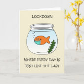 Covid 19 Lockdown Cartoon Goldfish Karte (Gelbe Blume)