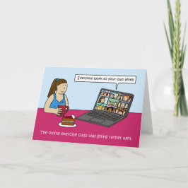 Covid 19 Online-Übungsklasse Cartoon Spaß Karte