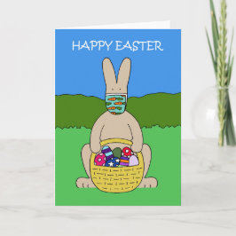 Covid 19 Osterhase in einer Facemaske Feiertagskarte