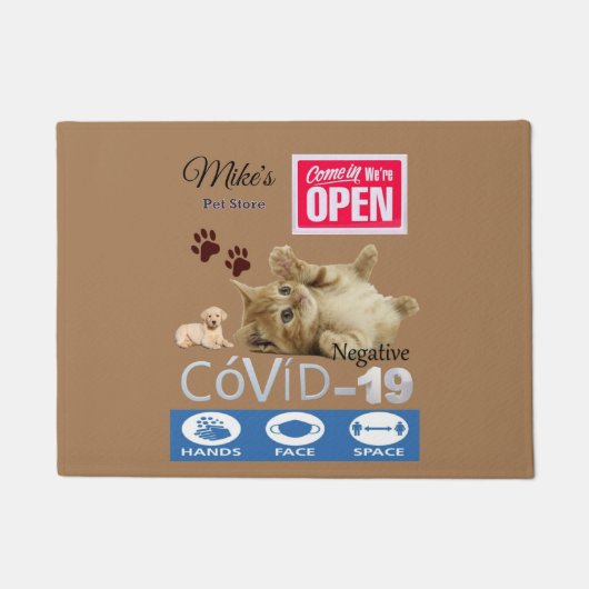 Covid 19 Pet Store Business Open Doormat Fußmatte (Vorderseite)