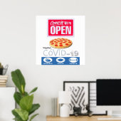 Covid 19 Pizzeria Store Open Sign Poster Matte (Heimbüro)