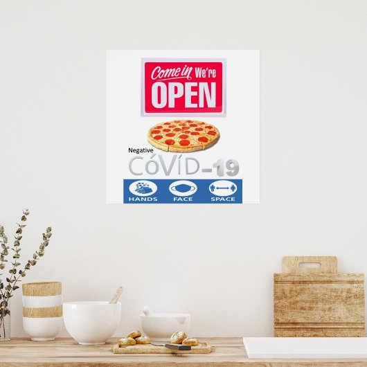 Covid 19 Pizzeria Store Open Sign Poster Matte (Küche)