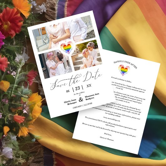 Covid 19 Pride Rainbow Heart Lesbian Gay 3 Fotos Save The Date