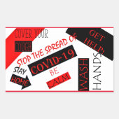 COVID-19 RECHTECKIGER AUFKLEBER (Vorderseite)