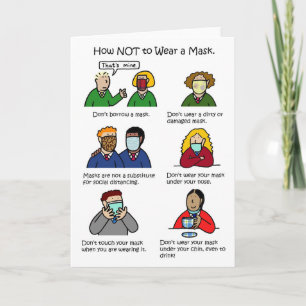 Covid 19 School Children in Face Masks Cartoon Karte