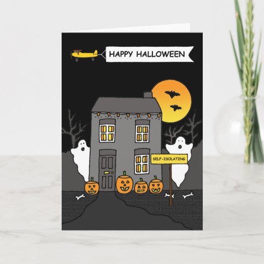 Covid 19 Selbst-Isolation Halloween Spooky House Karte (Vorderseite)