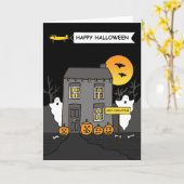 Covid 19 Selbst-Isolation Halloween Spooky House Karte (Gelbe Blume)