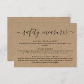 Covid 19 Sicherheitshinweise — Informationen über Begleitkarte (Vorne/Hinten)