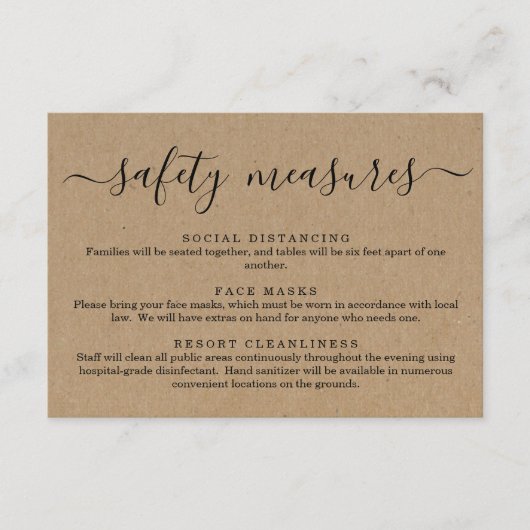 Covid 19 Sicherheitshinweise — Informationen über  Begleitkarte (Vorderseite)