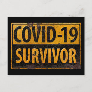 COVID-19 SURVIVOR - Ermutigendes Metall-Look-Zeich Postkarte