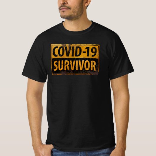 COVID-19 SURVIVOR - Ermutigendes Metall-Look-Zeich T-Shirt (Vorderseite)