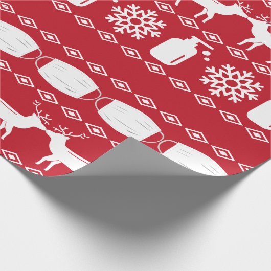 Covid 19 Ugly Christmas Sweater Wrapping Paper Geschenkpapier (Ecke)