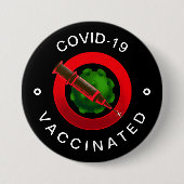 Covid-19 Vaccinated Black & Red Motivational Cool Button (Vorderseite)