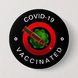 Covid-19 Vaccinated Black & Red Motivational Cool  Button