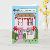 Covid 19 Valentinstag Selbstisolierender Cartoon Karte (Gelbe Blume)