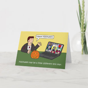 Covid 19 Virtual Halloween Cartoon Karte