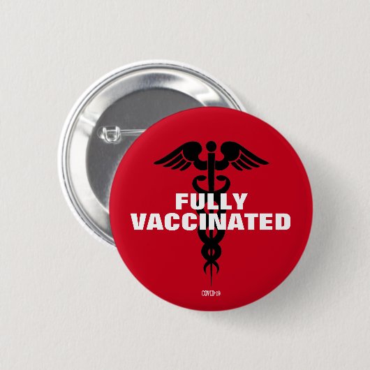 Covid 19 Vollständig geimpftes Red Coronavirus Button (Vorne & Hinten)