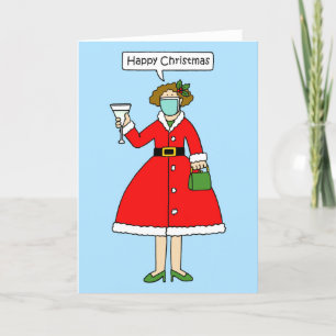 Covid 19 Weihnachten Frau Claus Holiday Card