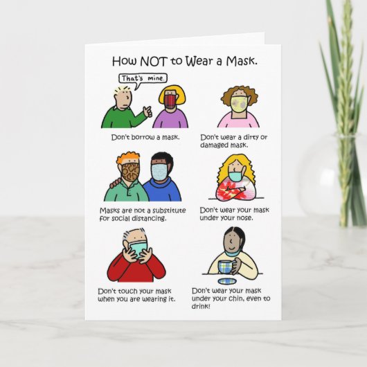Covid 19 Wie man einen Maske-Cartoon NICHT trägt Karte (Vorderseite)