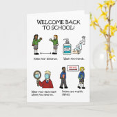 Covid 19 Willkommen zurück zur Schule. Karte (Gelbe Blume)