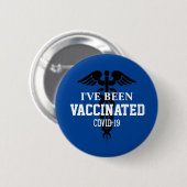 Covid 19 wurde geimpft Blaues Coronavirus Button (Vorne & Hinten)