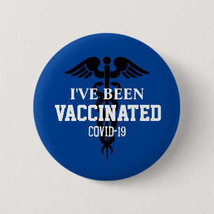 Covid 19 wurde geimpft Blaues Coronavirus Button