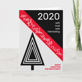 Covid 2020 Schwarz-weiß Rotes Albernes Weihnachtsf Feiertagskarte