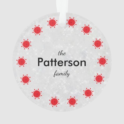 Covid 2021 Maske Weißer Glitzer Weihnachtsschmuck Ornament (Rückseite)