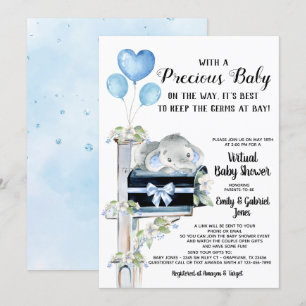 Covid Babyparty Junge Elefant Einladung