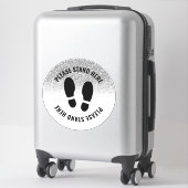 Covid bitte stehen Sie hier entfernt Silber Glitze Aufkleber (Koffer)