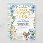 Covid Boy Dusche per Post Pandemic Woodland Tier Einladung (Vorne/Hinten)