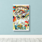 Covid Carnival 2021 Kubist Leinwanddruck (Insitu (Holzboden))